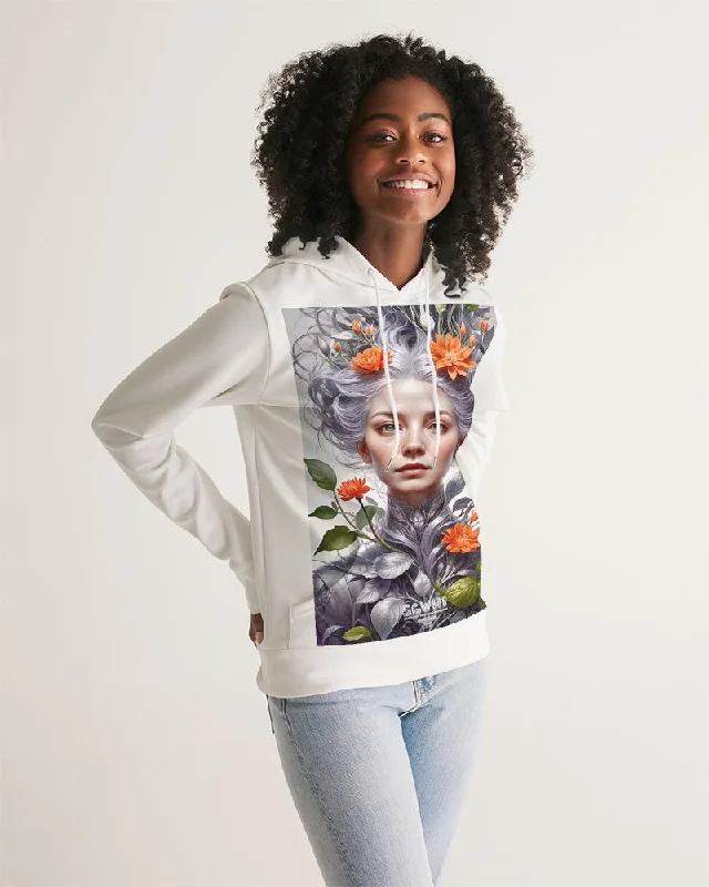 Beautiful white sister grey hair blossom Women's All-Over Print Hoodie