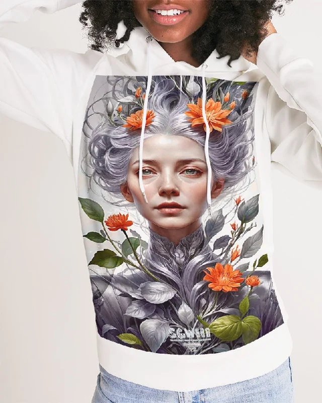 Beautiful white sister grey hair blossom Women's All-Over Print Hoodie