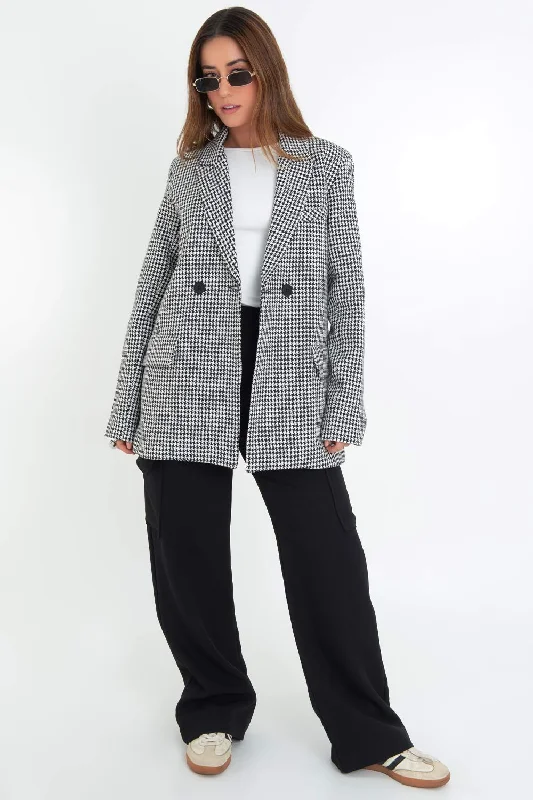 Blazer de pata de gallo fit oversized con solapa