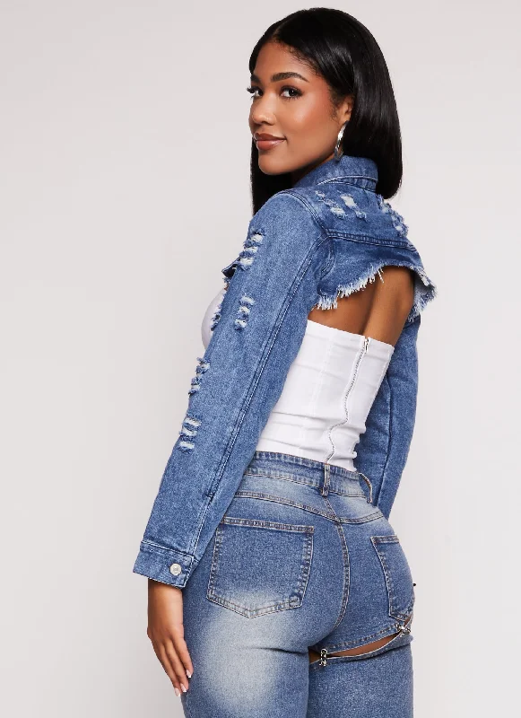 Distressed Bolero Jean Jacket