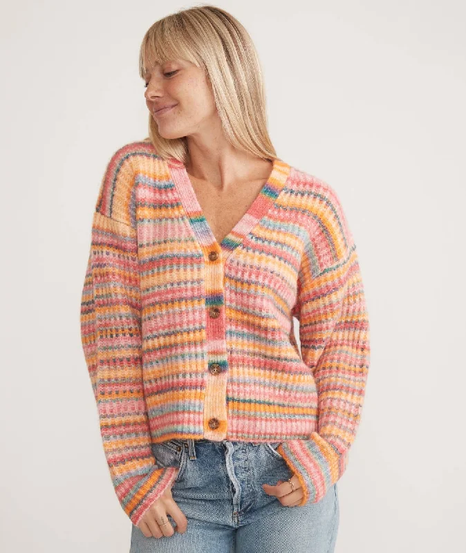 Marine Layer Robin Dream Yarn Crop Cardigan in Warm Stripe