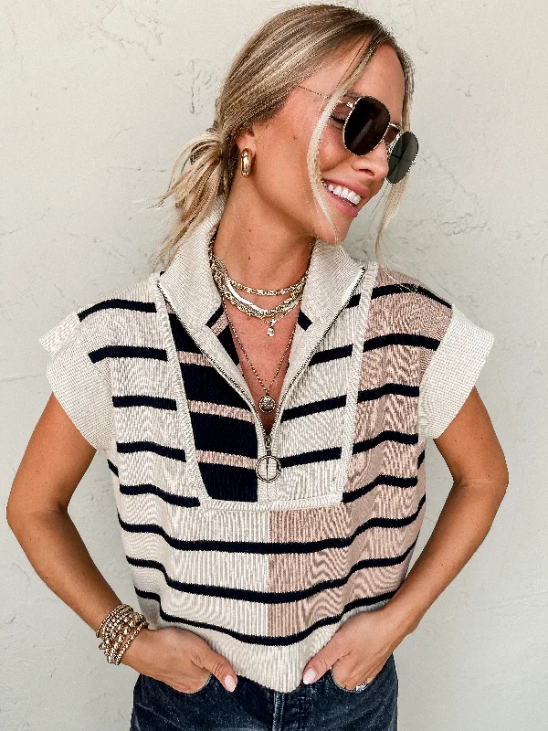 Talk It Out Striped Color Block Sweater