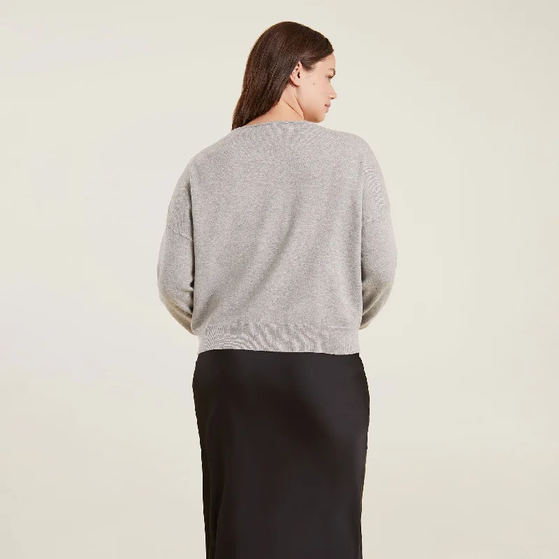 Luxe Knit V-Neck Sweater | Heather Grey