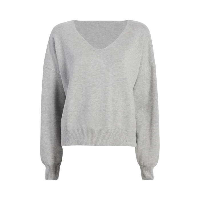 Luxe Knit V-Neck Sweater | Heather Grey