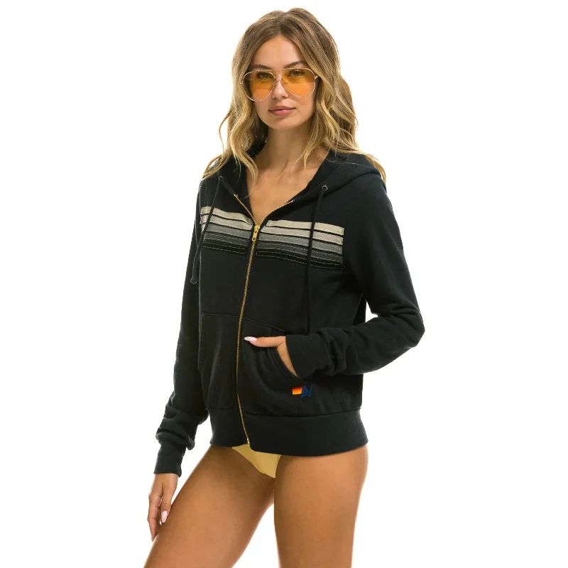 5 Stripe Zip Hoodie Charcoal/Grey Aviator Nation