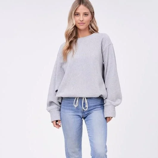 Round Neck & Side Rib Sweat Shirt (Grey)