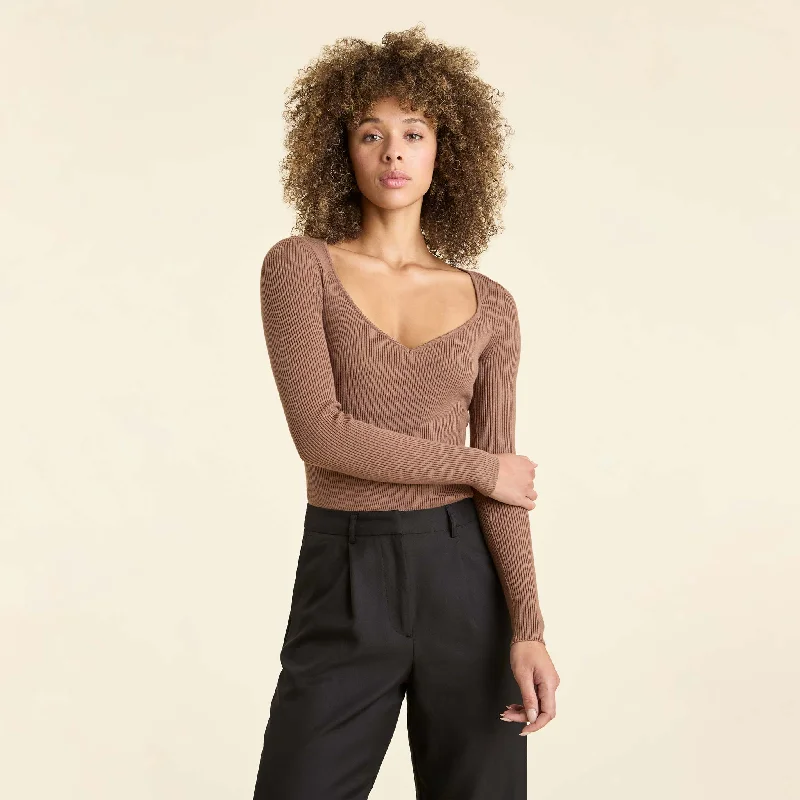 Sweetheart Sweater Bodysuit | Chocolate