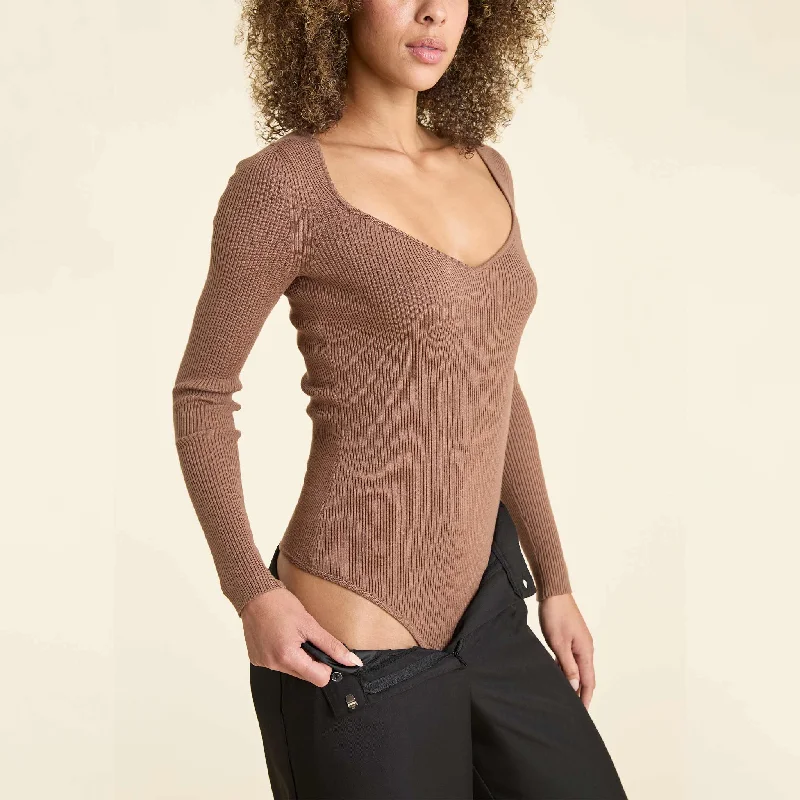 Sweetheart Sweater Bodysuit | Chocolate