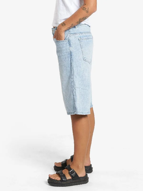 Syd Baggy Denim Short - Ash blue