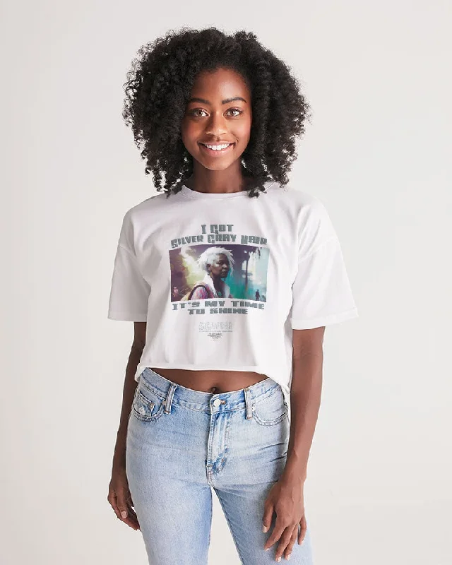 Black sister time to shine Women's All-Over Print Lounge Cropped Tee