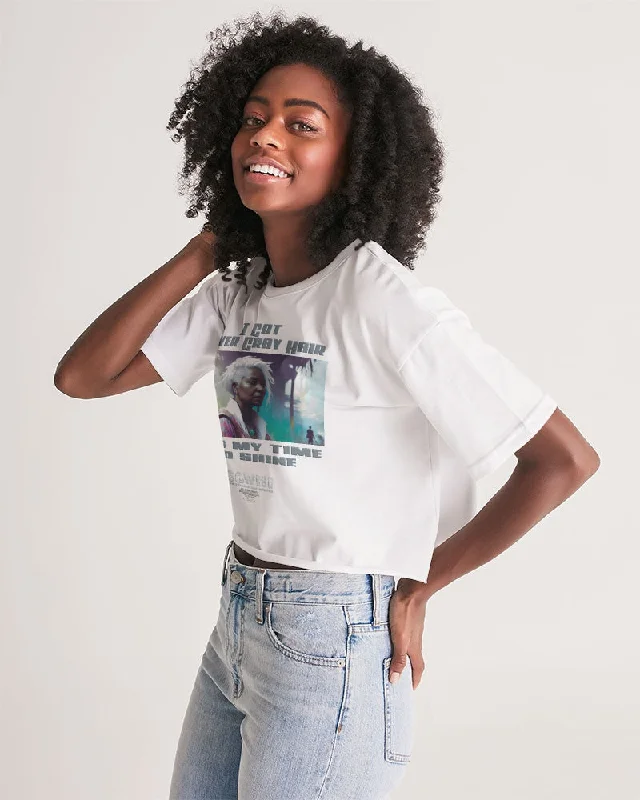 Black sister time to shine Women's All-Over Print Lounge Cropped Tee