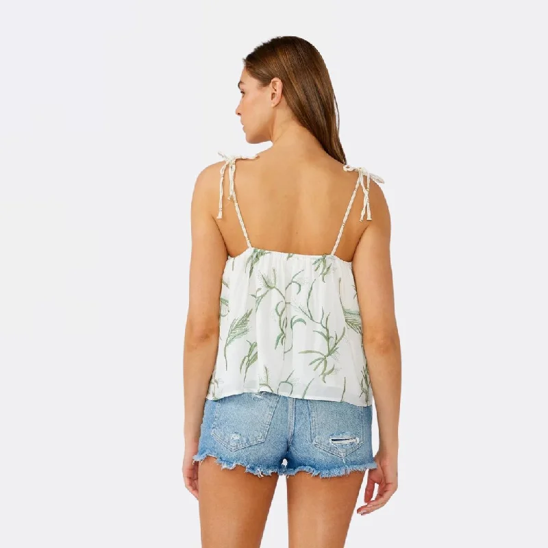 Braided Tie Strap Tank Top (Off White + Green)