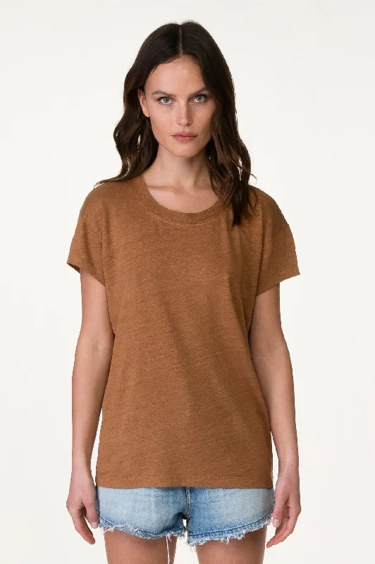 Brown Linen Boy Crew Neck Tee