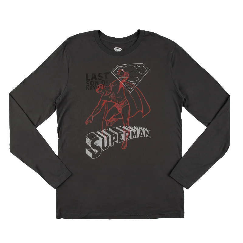 Superman Last Son of Krypton Charcoal Long Sleeve