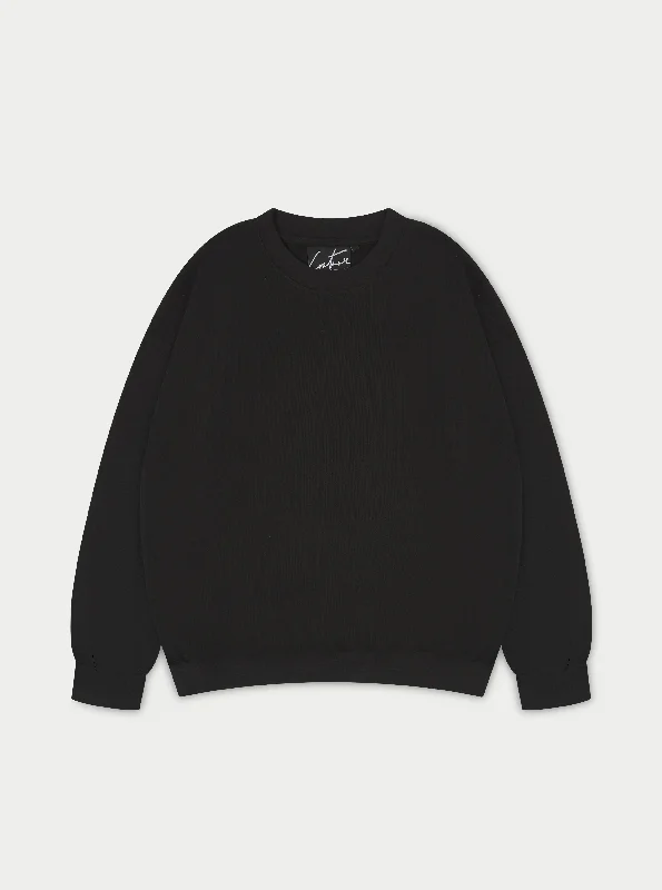 EMBLEM OVERSIZED SWEATSHIRT - BLACK