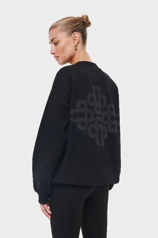 EMBLEM OVERSIZED SWEATSHIRT - BLACK