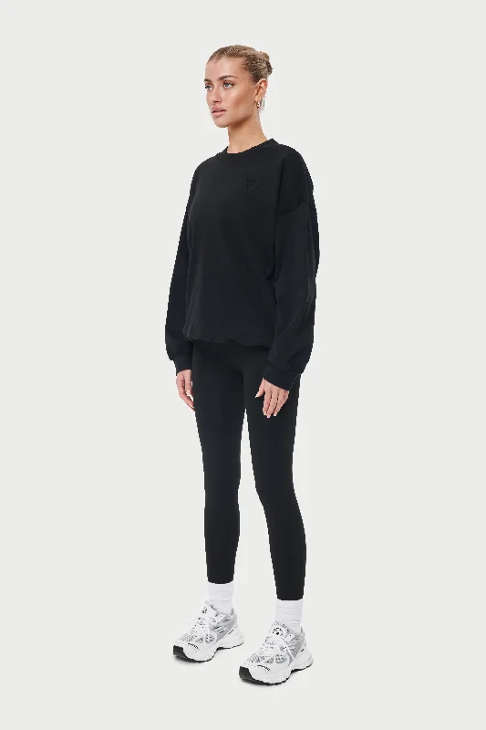 EMBLEM OVERSIZED SWEATSHIRT - BLACK