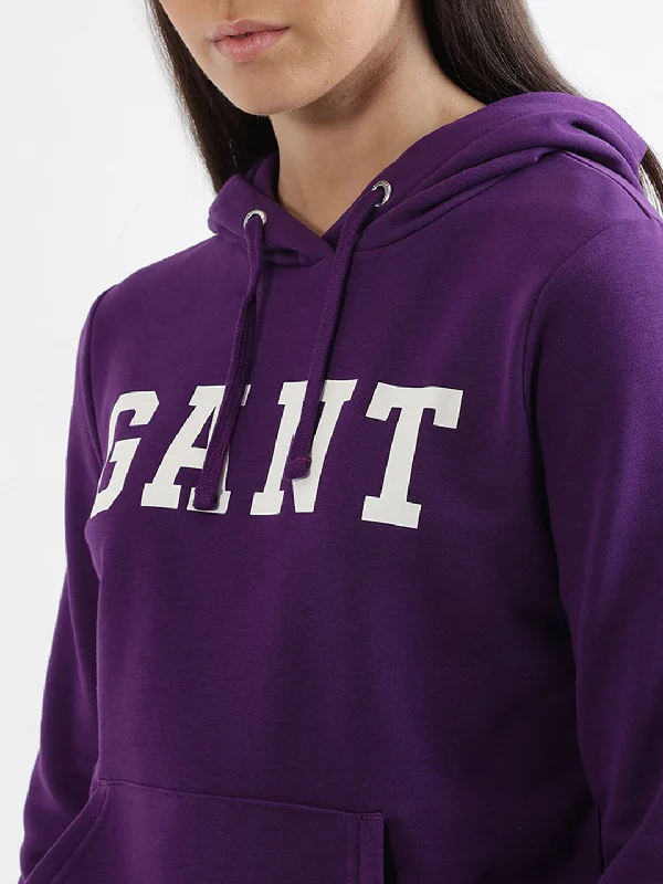 Gant Women Purple Solid Hooded Sweatshirt