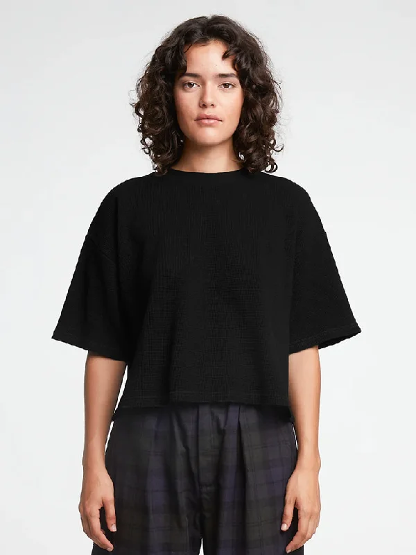 Girls of Dust Big  T-Shirt Waffle Jersey in Black