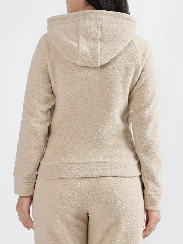 Iconic Women Solid Hooded Full Sleeves Sweatshirt