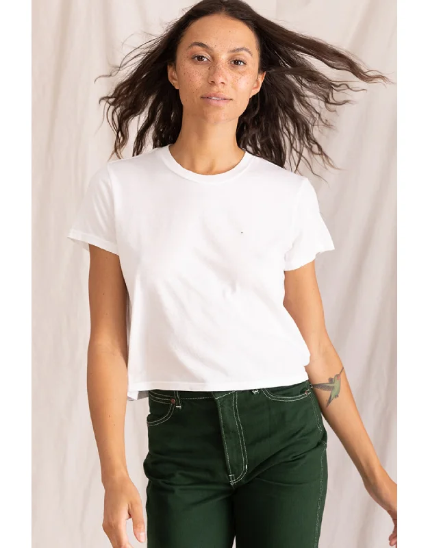 LENA SHORT SLEEVE BOXY TEE - WHITE