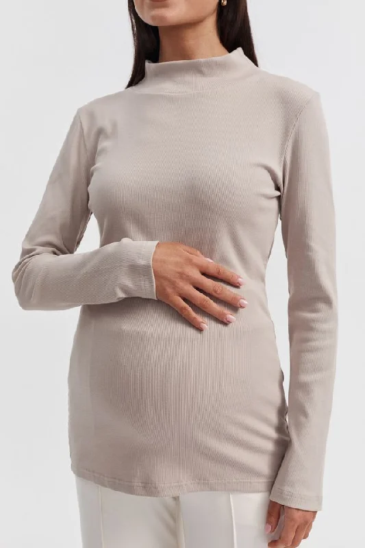 Mock Neck LS Rib Top