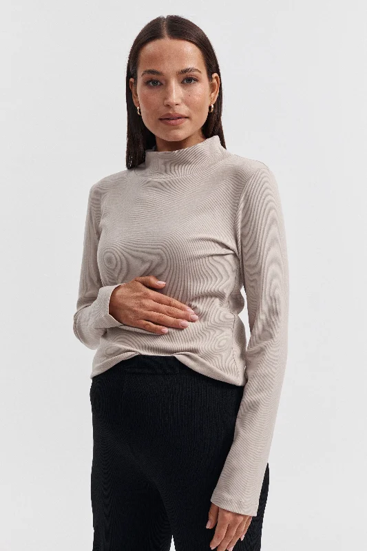 Mock Neck LS Rib Top