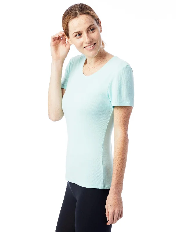 Mia Slinky Rib Crew T-Shirt (Light Aqua)