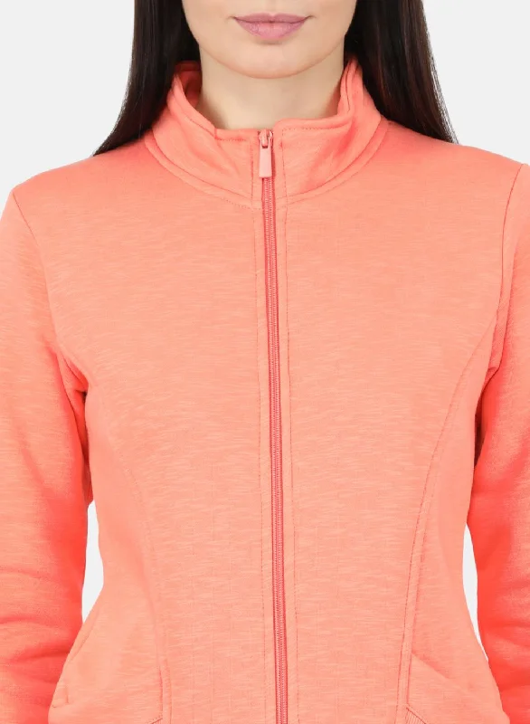 Women Orange Solid Sweatshirt