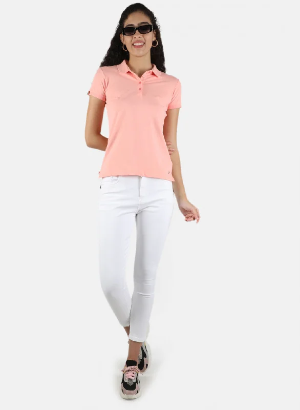 Women Peach Plain T-Shirt