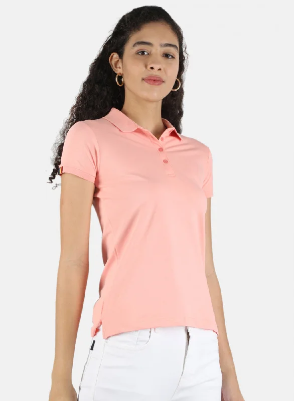 Women Peach Plain T-Shirt