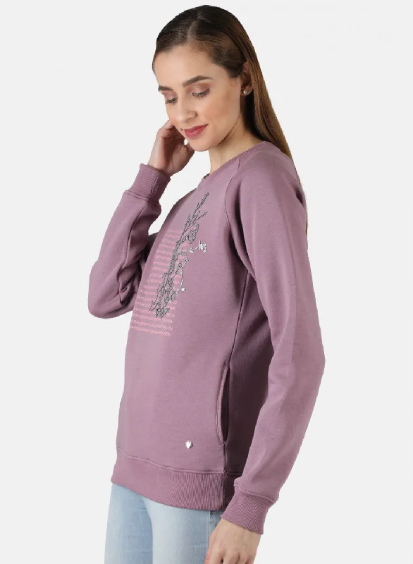 Women Purple Printed Sweatshirt