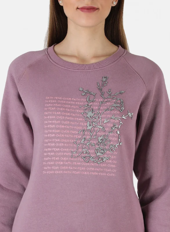 Women Purple Printed Sweatshirt