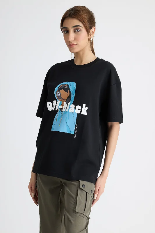 Off-Black Printed T-Shirt