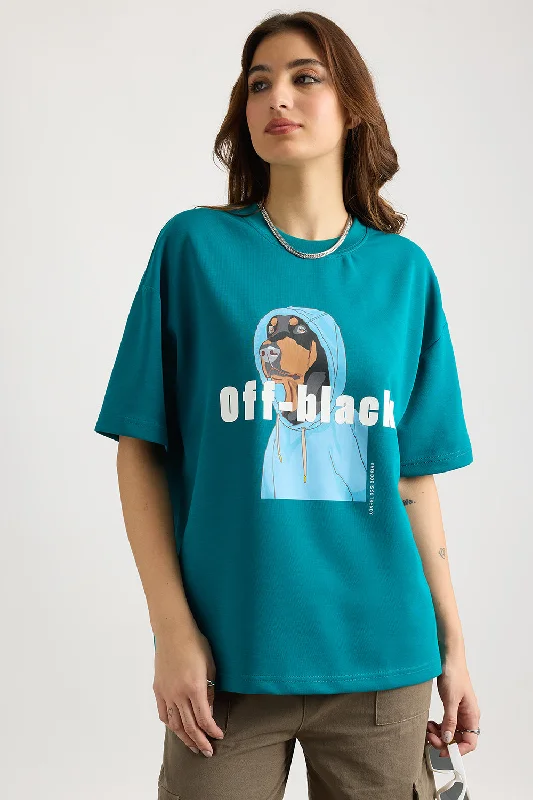 Teal Off Black T-Shirt