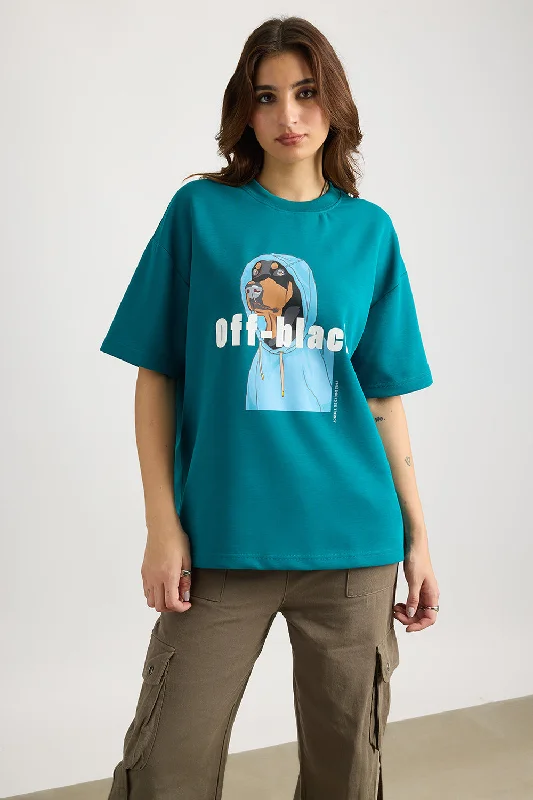 Teal Off Black T-Shirt