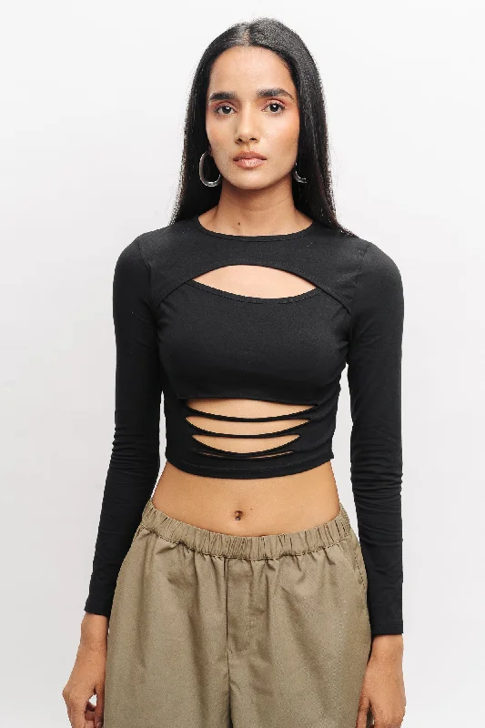 Ripped Cut Out Long Sleeve Top