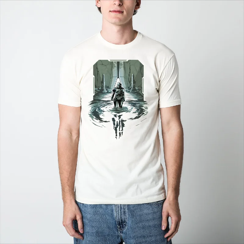 Mandalorian in Living Waters with Mythosaur Natural Tee