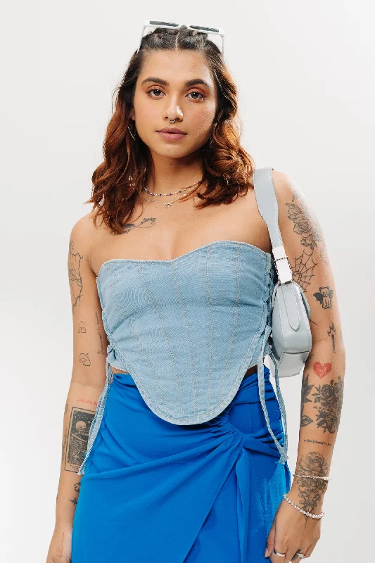 Strap Up Indigo Corset Top