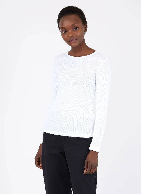 Women's Rib Long Sleeve T-shirt in White